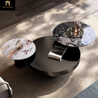 Table basse ronde en pierre frittée de designer italien, style nordique, noir, haute qualité, ensemble de tables basses centrales pour salon