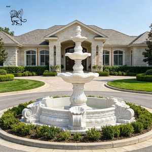 Fontaine en marbre naturel sculpté à plusieurs niveaux avec quatre statues de femmes dansantes, décorations pour manoir, grande pelouse et aménagement aquatique - Product Image 3