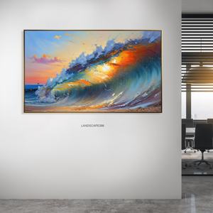 Alta calidad 100% pintura al óleo pintada a mano paisaje colorido cuchillo abstracto enmarcado imágenes de trabajo decoración del hogar - Product Image 2