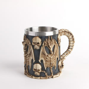 Bestverkopende Drakenbeenderen Decoratieve Kruikmokken Stereo Schedel 450Ml Hars Steen Skelet Schedel Bier Beker Met Ruggengraat Handvat - Product Image 3