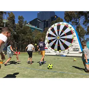 Novo grande grande esporte humano interativo jogos kick dartboard inflável futebol dardos adesivos gol