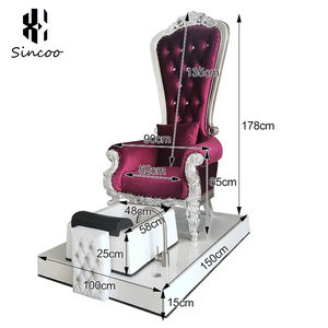 Manufacturer European Style Crown Design <b>High</b> <b>Back</b> Spa Pedicure Chair Base Integrated Water Massage Foot Bath Pedicure Chair - Product Image 3