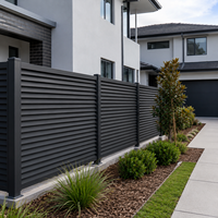 Panneaux à lamelles horizontales noires modernes en aluminium, écologiques, résistants au vent, ventilés et robustes pour balcon et maison