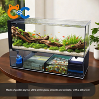 Aquarium en verre ultra-transparent avec cadre ultra-fin, système de filtration et d'oxygénation intégré pour aquarium de salon
