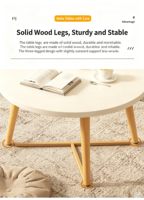 Table basse ronde en bois SenQing - Design moderne et luxueux, écologique et portable, meubles de salon