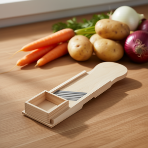 Cortador de verduras de madera con cuchilla metálica para uso en la cocina - Product Image 3