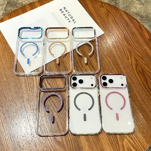 Funda Magnética Transparente con Brillantina para iPhone 17 16 15 14 13 12 Pro Max, Carcasa Transparente Antigolpes con Carga Inalámbrica - Product Image 1
