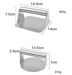 Venta caliente Prensa de hamburguesas de carne Prensa de hamburguesas redonda y cuadrada de acero inoxidable de 5,5 pulgadas para <span class=keywords><strong>plancha</strong></span> - Product Image 2