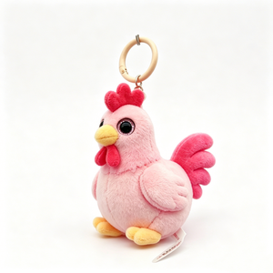 Llavero de peluche de gallina rosa personalizado, Lindo llavero de peluche de gallina, Colgante de peluche de gallina para mochila - Product Image 2