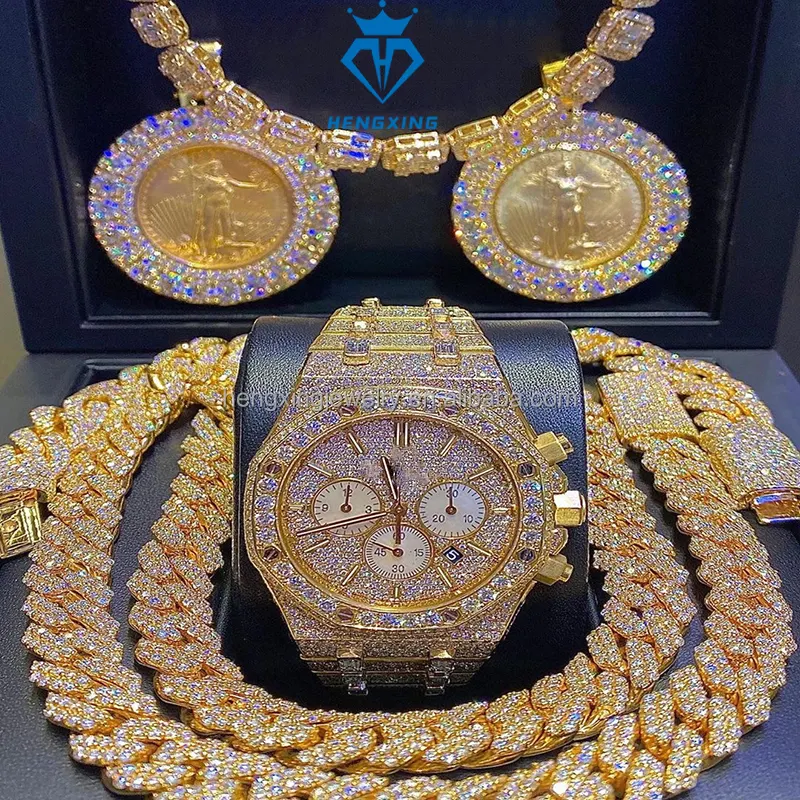Pass Diamond Tester Moissanite reloj de diamantes Custom VVS Moissanite Relojes mecánicos para hombres