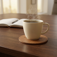 Sous-verres ronds en cuir véritable marron foncé faits à la main, lot de 4, en cuir PU LG-D036 pour la maison et le bureau