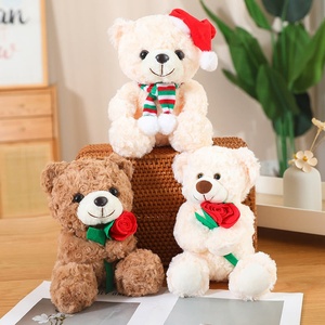 Tùy Chỉnh Siêu Mềm <span class=keywords><strong>Mini</strong></span> Teddy Bear Đồ Chơi Sang Trọng Mặc Santa <span class=keywords><strong>Hat</strong></span> Giữ Hoa Hồng Cho Giáng Sinh Valentine Của Ngày Quà Tặng Đầy PP Bông - Product Image 2