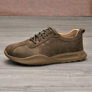 Men's Spring Autumn Genuine Cow Leather <b>Round</b> <b>Toe</b> Walking Shoes Rubber Outsole Breathable Low <b>Heel</b> Casual Comfortable Sneakers - Product Image 3