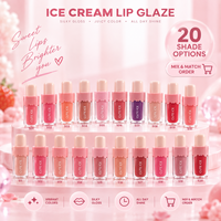 Gloss à lèvres RTS 4ml effet crème glacée, haute brillance, scintillant, hydratant, 20 couleurs, faible MOQ 3 pièces, vente en gros, logo personnalisé
