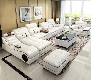 Top Quality Living Room Genuine Leather Sofa with Massage Sofa Bed with Music Player Sofa Set Custom Modern Divano Comfortable