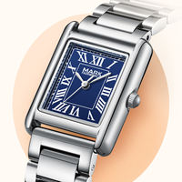 Montre à quartz de luxe pour femme Mark Fairwhale, mini cadran carré, bracelet en acier étanche, ultra-fine 7 mm, montre-bracelet de soirée pour femme FW-3680