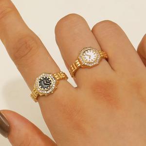 Anillos de reloj de oro con sentido de gama alta, anillo de apertura chapado en oro de 18 quilates de cobre, accesorio de personalidad de nicho de puntero de moda - Product Image 1