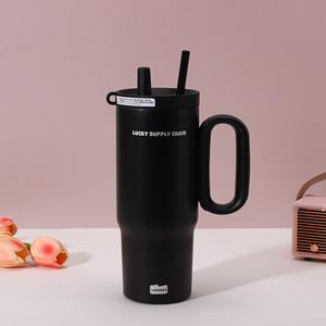 Taza de agua aislada de acero inoxidable 316, taza de café de viaje con asa de gran capacidad, taza Ice King para uso en oficina, regalos de negocios - Product Image 3