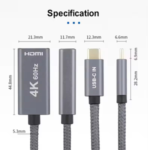 Câble convertisseur <span class=keywords><strong>USB</strong></span> Type C vers <span class=keywords><strong>HDMI</strong></span> ULT-unite 4K 60Hz, adaptateur mâle-femelle avec connecteurs plaqués or et gaine tressée - Product Image 6