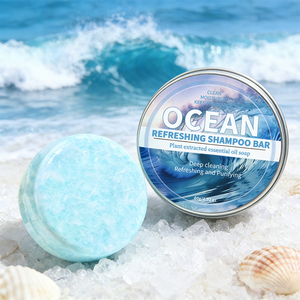 Barra de champú sólido de marca privada, jabón 100% orgánico para el cabello con aceites esenciales totalmente naturales a base de plantas, aroma a océano - Product Image 2