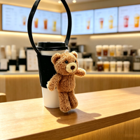 Housse de tasse à café personnalisée en forme d'ours en peluche, avec poignée de transport pour les voyages, les pique-niques et les trajets quotidiens