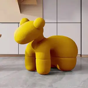 Silla de ocio con forma de caballo para niños, pequeña silla familiar de diseño con dibujos animados