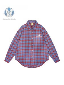 Chemises à manches longues à carreaux décontractées pour hommes, personnalisées OEM, avec impression 3D, polyvalentes, style vintage, rayées, boutonnées, chemises polo à manches longues - Product Image 4