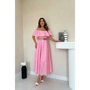 ชุดเดรสปักลายสีชมพู ไซส์เดียว ขายส่ง สายรัดไหล่แบบยืดหยุ่น ซิป ประดับเพชร ผ้าโปร่งบาง ผ่าข้าง สำหรับใส่ไปเที่ยวกลางคืนหรือวันสบายๆ - Product Image 4