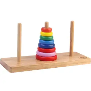 彩色教育儿童积木河内塔木制儿童智能玩具