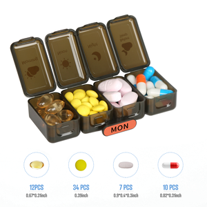 Gujia ABS + PP Boîte à pilules hebdomadaire écologique de 7 jours avec 4 compartiments pour tablettes pour le stockage des médicaments de voyage - Product Image 2