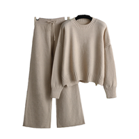 Ensemble de chandails en deux pièces pour femmes, motif uni décontracté, coupe ample, vente en gros, tricot pull
