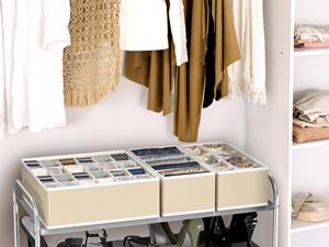 <b>Foldable</b> Non-Woven Storage <b>Boxes</b> 4-Pack Drawer Organizer Set Closet Dividers for Underwear Socks Bras Scarves Ties - Product Image 5