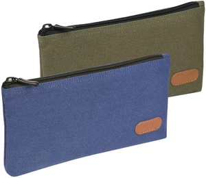 Custom Eco Canvas Pencil Bag Pen Case Stationery Bag With Zipper