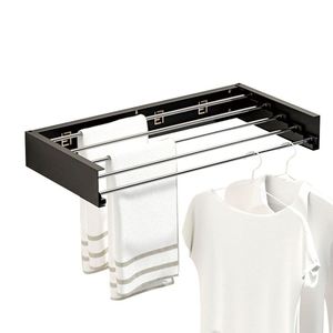 Séchoir à linge mural pliable en acier inoxydable à 5 barres, dissimulé, pour buanderie - Product Image 3