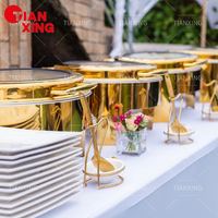 TIANXING Groß bestellung Modern Food Warmer Schwarz und Gold Runde Chafing Dish Buffet Set für Hotels Restaurants Catering