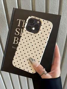 Funda Minimalista para Teléfono con Diseño de Puntos Blancos y Negros para iPhone 17 Air 12 13 Pro Max 14 15 16 Plus, Funda Protectora Antigolpes - Product Image 1
