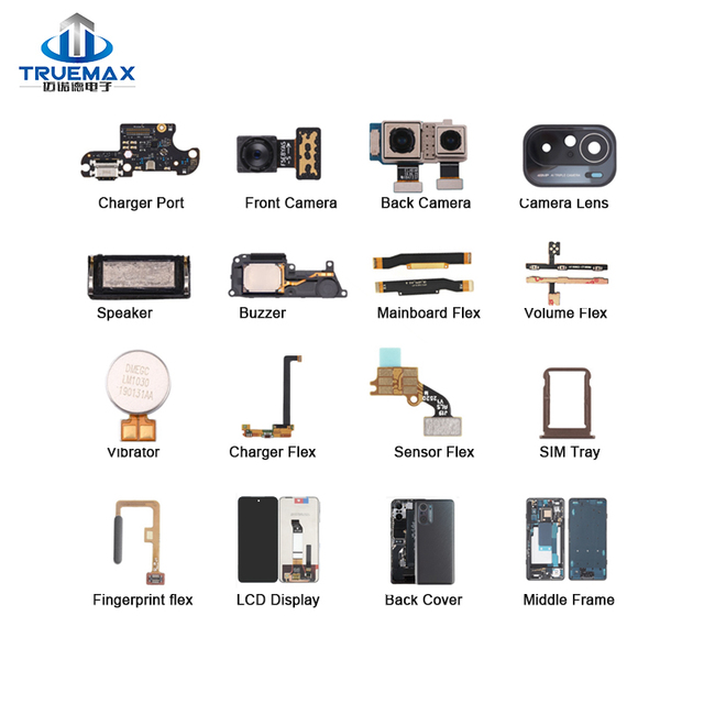 For Xiaomi Redmi Replacement Parts Vibrator Camera Lens Charger Connector Fingerprint Flex SIM Tray Read LCD Display Middle Fram