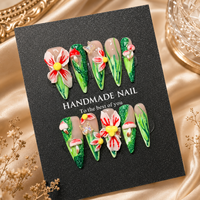 Vente en gros de faux ongles courts carrés en acrylique faits à la main, ongles 3D réutilisables, pointes d'ongles artificielles, usine OEM ODM