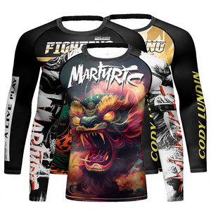 Ensemble de shorts de compression MMA BJJ anti-UV pour hommes, leggings serrés, design OEM, imprimé sublimé personnalisé, spandex/polyester - Product Image 4