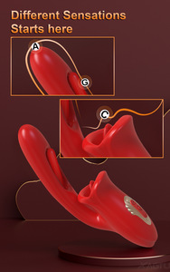 <span class=keywords><strong>Vibratore</strong></span> Dildo Realistico 3-in-1 per Punto G Femminile <span class=keywords><strong>con</strong></span> Stimolazione Clitoridea a Leccata e Scossa, Alimentazione USB, per Drop Shipping - Product Image 5