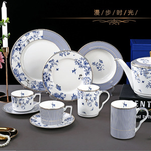 Blue and White Flower Decal Porcelain Chinese <b>Tea</b> <b>Pot</b> <b>Set</b> With Cups Afternoon Time Ceramic Coffee and <b>Tea</b> <b>Sets</b> With Gift Box - Product Image 4