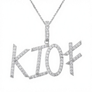 Dropshipping Fashion Jewelry <b>Custom</b> <b>Name</b> <b>Necklace</b> 925 Sterling Silver Rhodium Plated VVS Moissanite Hiphop Style Letter Initial - Product Image 3