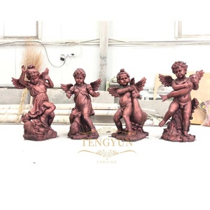 Sculpture de jardin moderne, enfants tenant des poissons, couleur blanche, taille réelle, résine de fibre de verre, <span class=keywords><strong>petit</strong></span> ange chérubin - Product Image 5