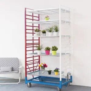 Display Plant Nursery Metal Rolling With 5 Wire Shelf Flower Storage Trolley Logistics Transport Cargo Cart