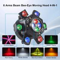 150W RGBW 4-in-1 6-Arm Bee-Eye LED Moving Head mit Mustern, Beam, Strobe und Laser-Effekt Bühnenlicht für DJ, Disco, Club und Partys