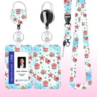 Porte-badge rétractable en plastique imprimé UV, style marin, avec boucle coulissante facile, pour cartes d'identité et de visite, usage professionnel