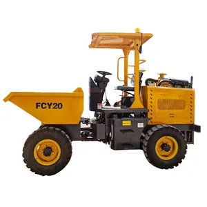 High-power construction machinery Self-loading four-wheel drive 2 Ton hydraulic site dumper in a construction project