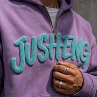 Ensemble de sweat-shirts à capuche respirants avec broderie personnalisée, 100% coton, poids moyen, coupe régulière, streetwear hip-hop pour hommes, deux pièces