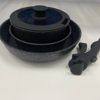 Batterie de cuisine antiadhésive en aluminium forgé applicable pour cuisinière à induction de conception classique avec poignée détachable
