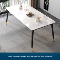Table à manger rectangulaire moderne minimaliste de luxe léger avec plateau en pierre, ensemble de 6 chaises pour restaurant, salon, petit espace